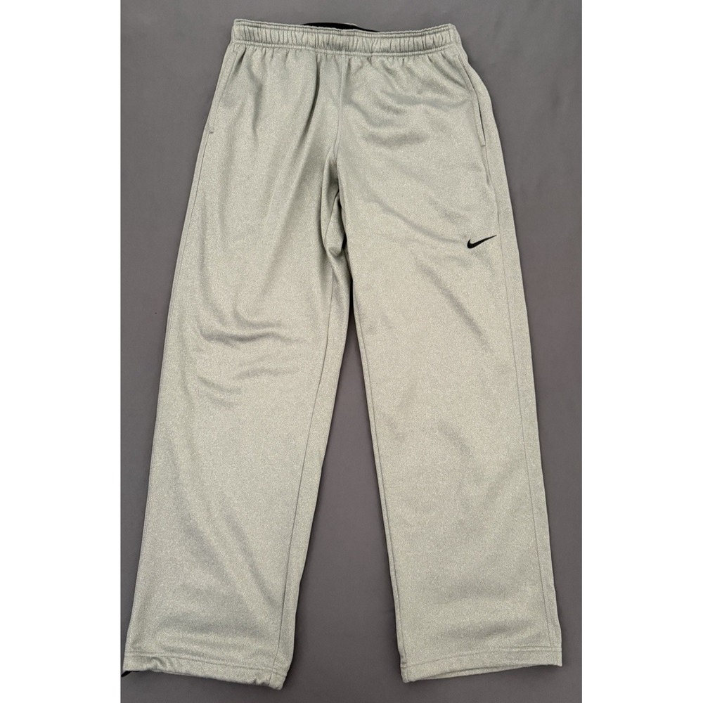 Nike Therma-FIT Track Pants Men's XL Gray Straight Leg Fleece Drawstring Pockets